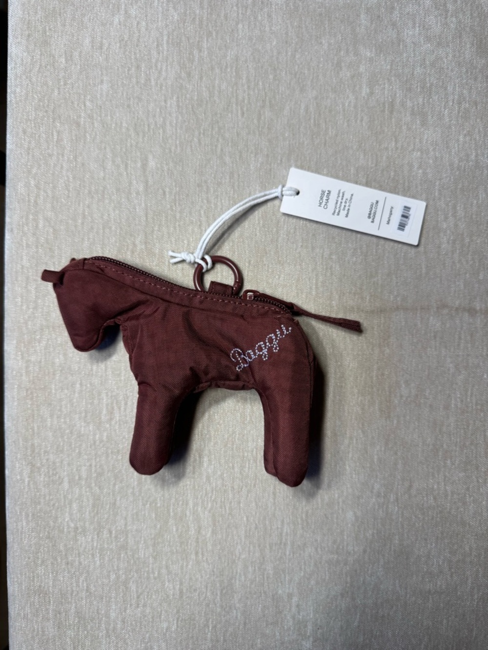 BAGGU Burgundy Horse Bag Charm
